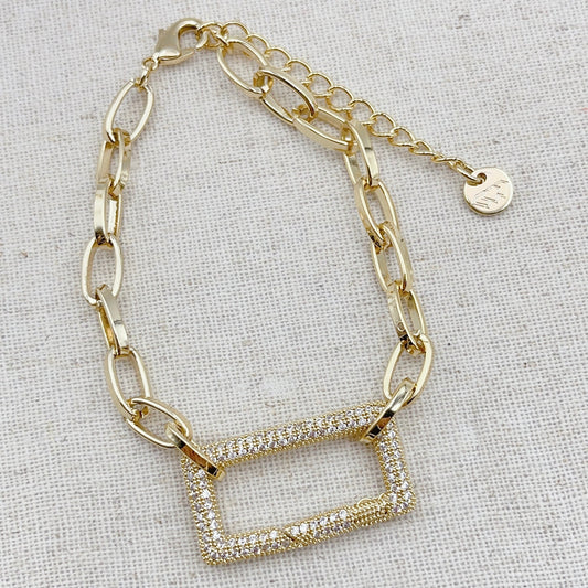 Rectangle Crystal Bracelet Gold