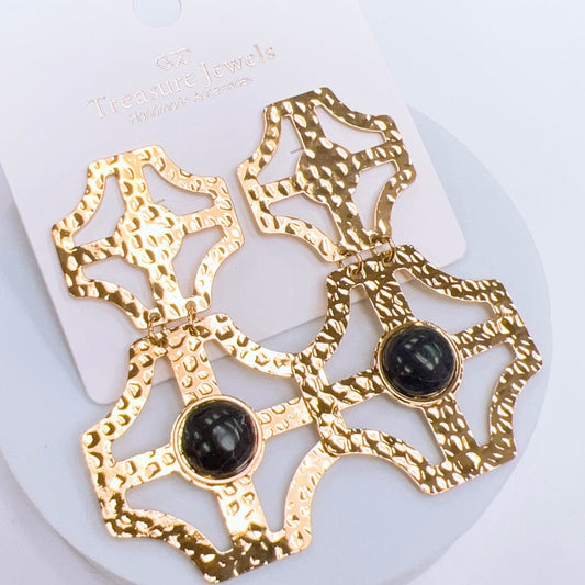 Stacey Bubble Black Marble Earring