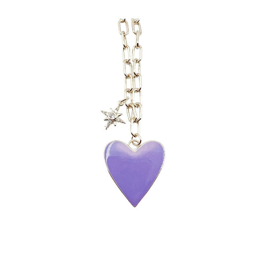 Enamel Heart/Star Necklace | Purple