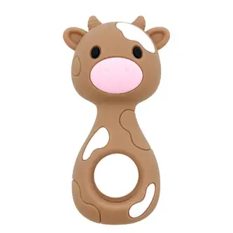 Silicone Cow Rattle | Coffee Brown