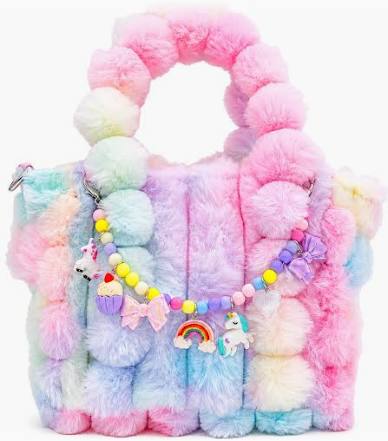 Small Fur Bag With Pastel Link Chain | Multi Color