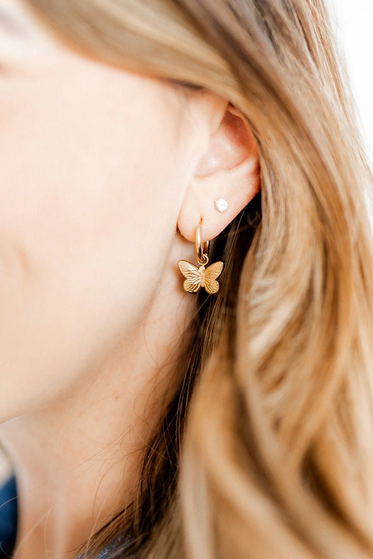 Huggie Charm Earrings | Faye Butterfly