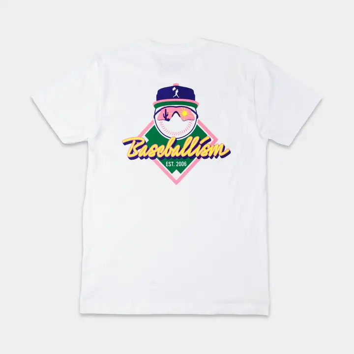 Yuvi Happy Place Baseballism T-Shirt | White