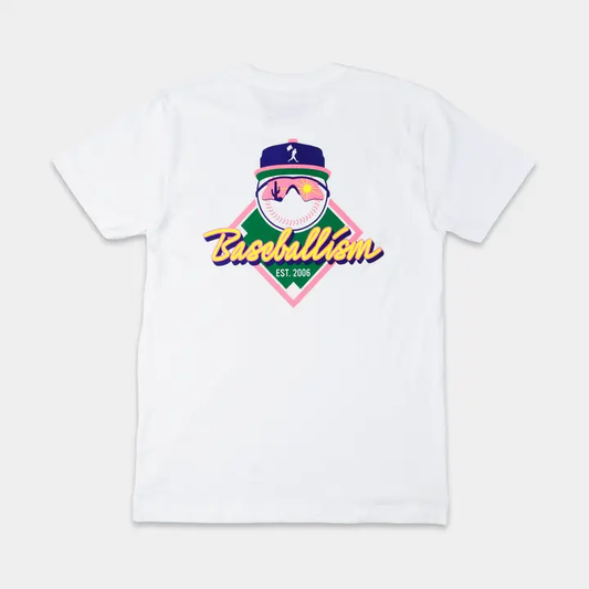 Yuvi Happy Place Baseballism T-Shirt | White