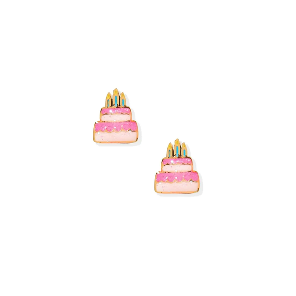 Screwback Stud Earrings | Birthday Cake