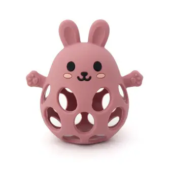Silicone 3D Funny Bunny Teether | Dusty Rose