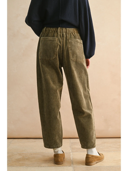 Washed Effect Corduroy Pants | Olive