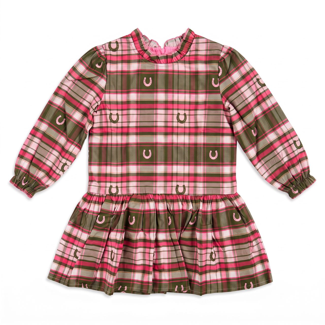 Hannah Dress | Pink Horseshoe Plaid