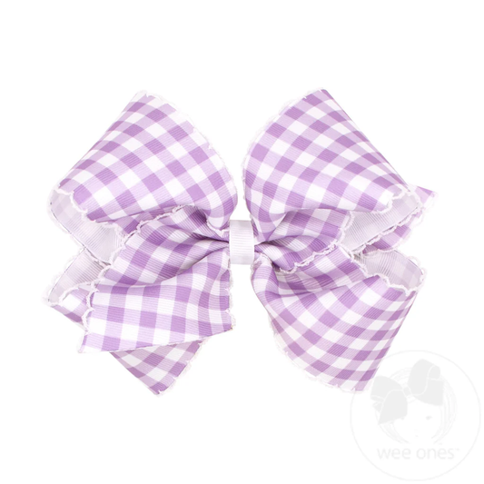 King Moonstitch Hair Bow in Gingham Print | Light Orchid