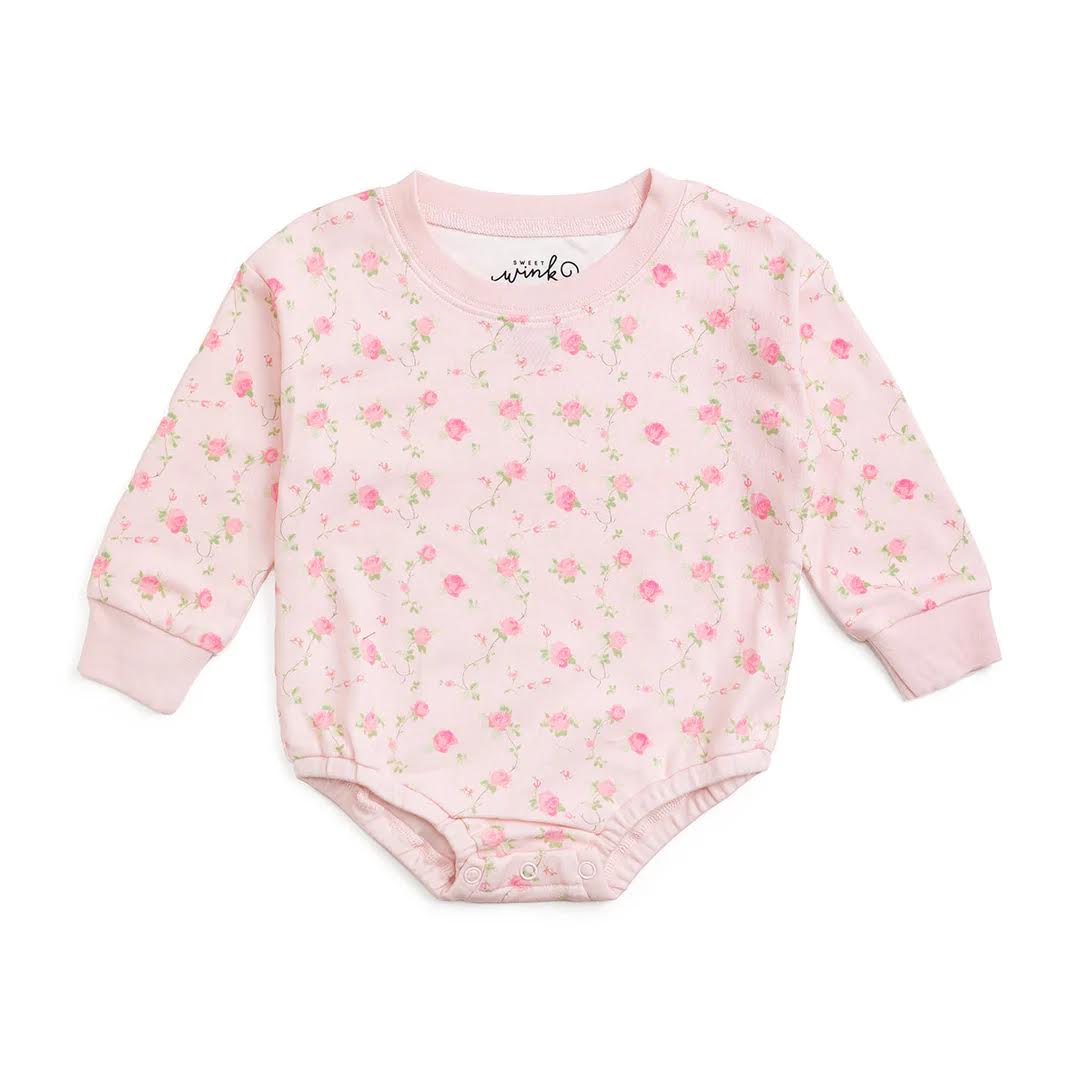 Pink Rose Long Sleeve Romper
