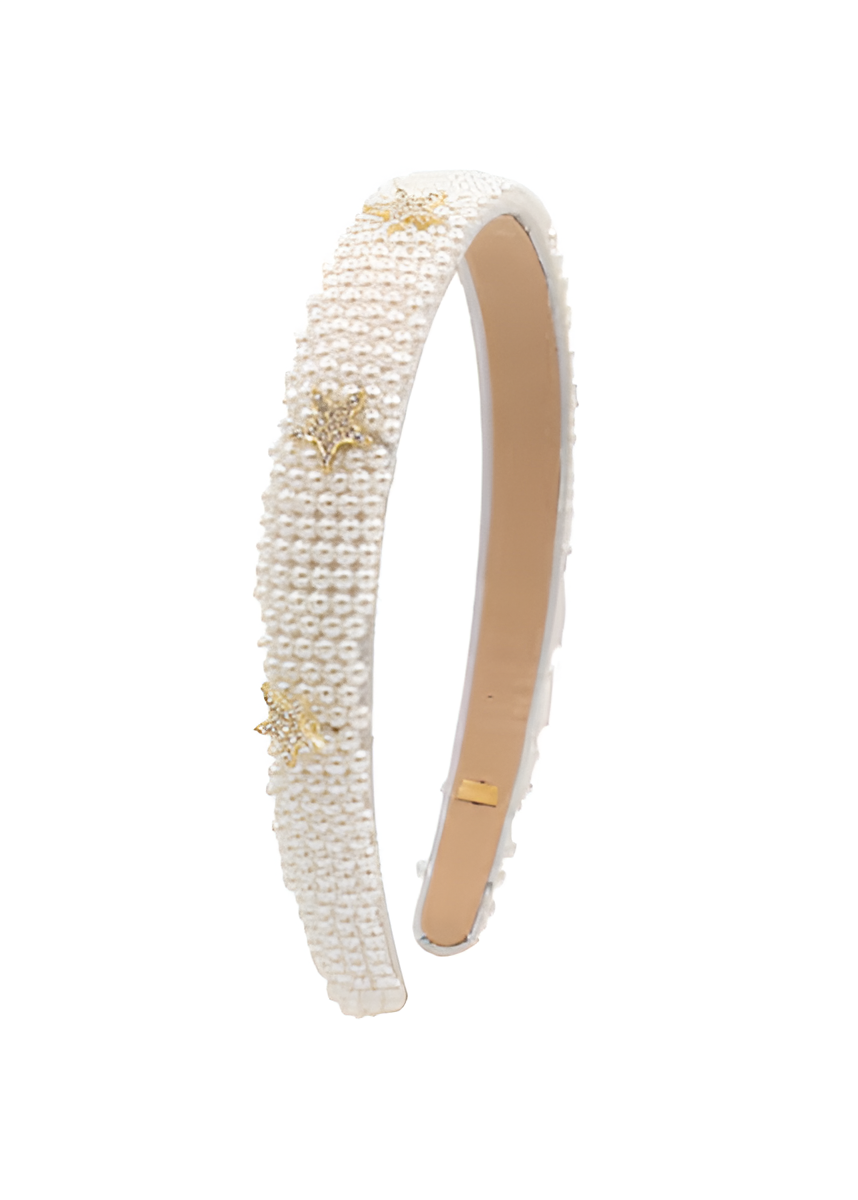 Full Pearl Headband With Star Charms