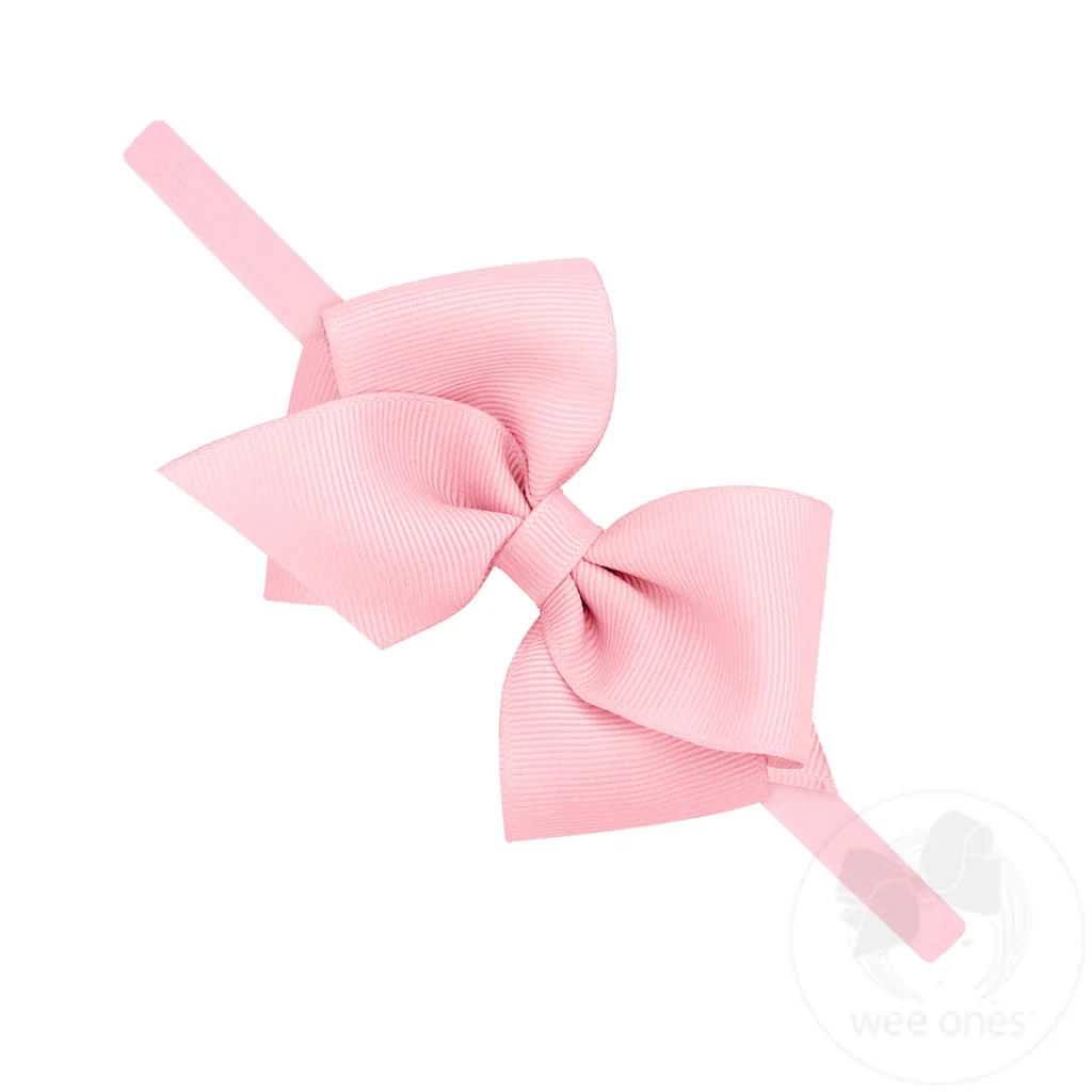 X-Small Grosgrain Bow on Matching Skinny Nylon Band | Light Pink