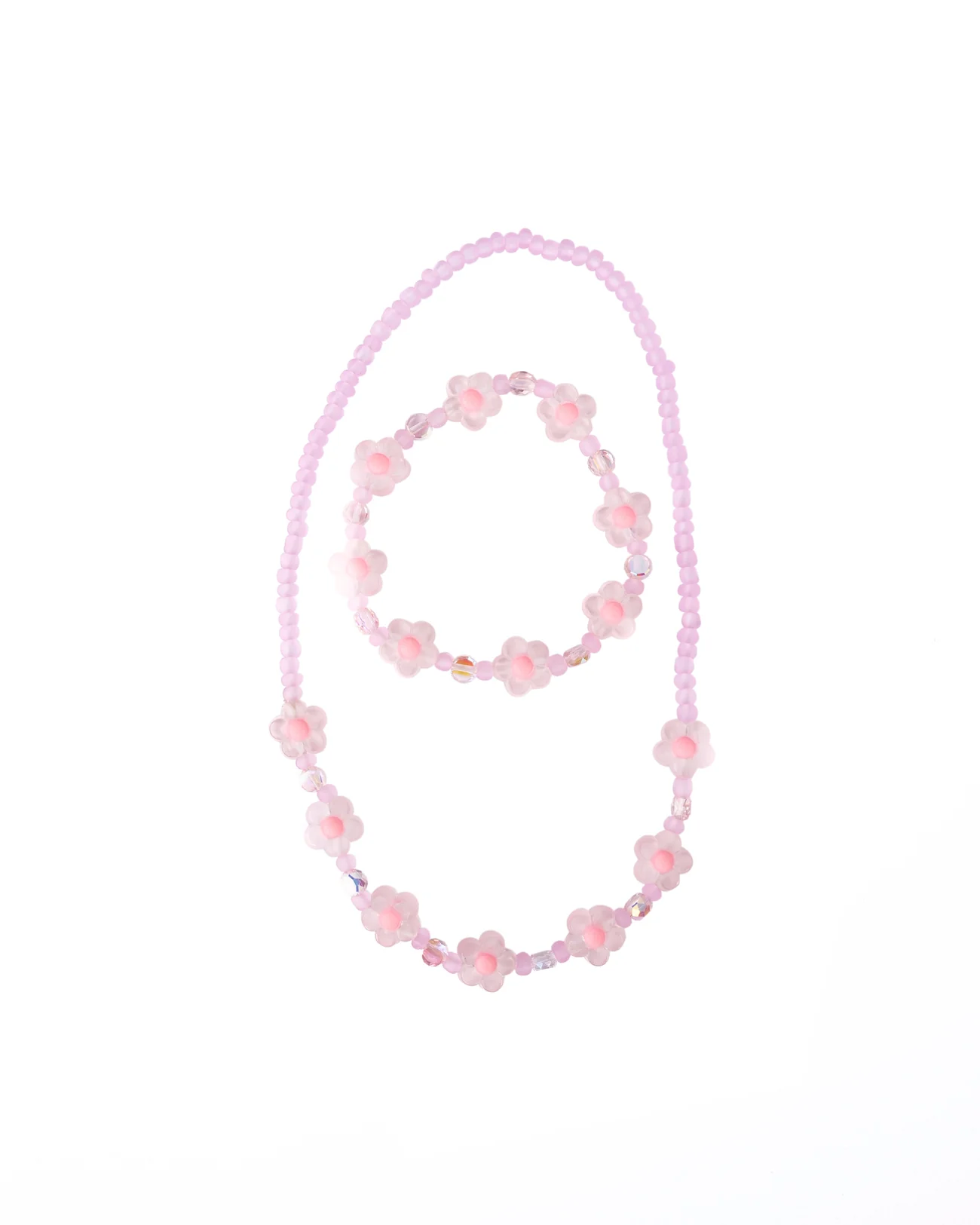 Pink Crystal Blooms Necklace & Bracelet Set