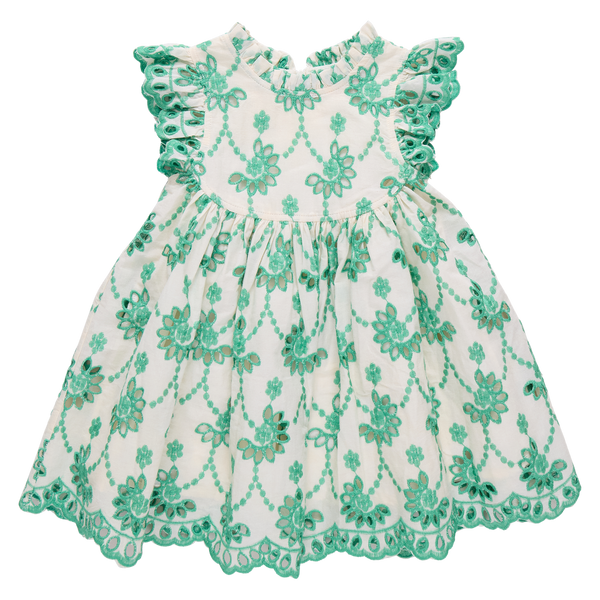 Girls Cynthia Dress | Kelly Green Eyelet