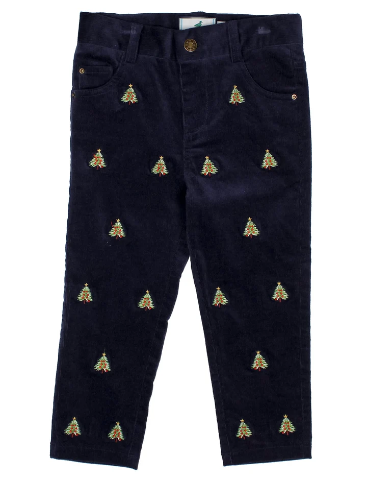 Boys Tinsel Pant | Christmas Tree Navy