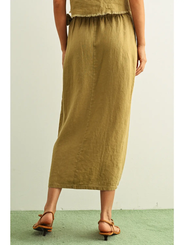 Short Sleeve Square Neck Raw Hem Top & Wrap Skirt