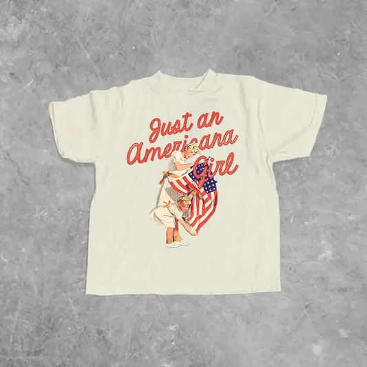 Just An Americana Girl Kids Boxy T-Shirt | Ivory