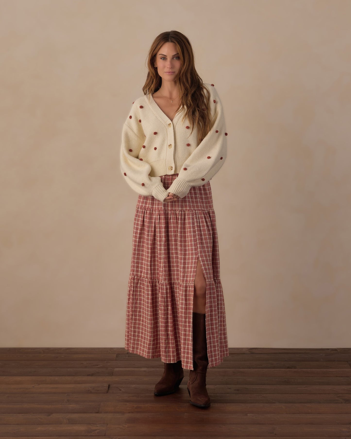 WOMEN'S TIERED MIDI SKIRT || VINTAGE PLAID