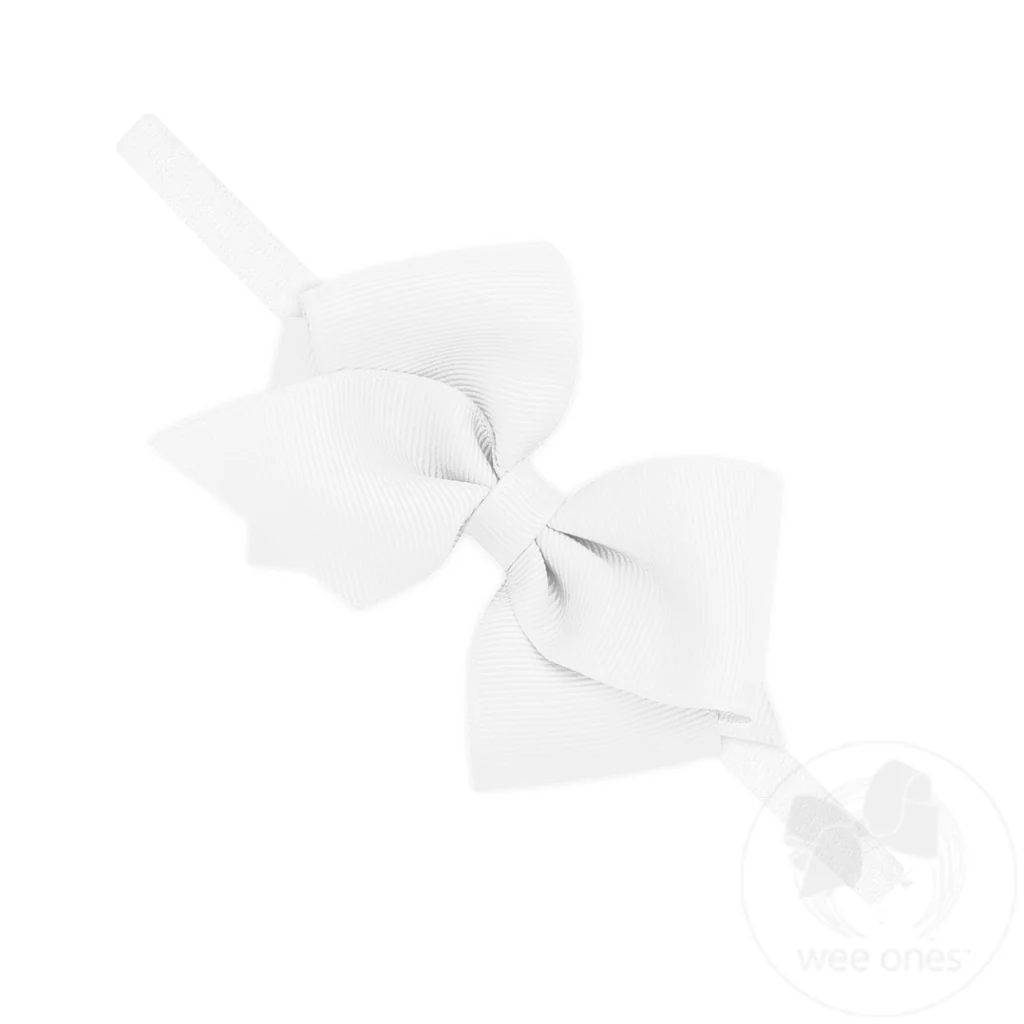 X-Small Grosgrain Bow on Matching Skinny Nylon Band | White