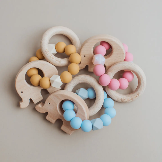 Elephant Teething Rattle | Slate