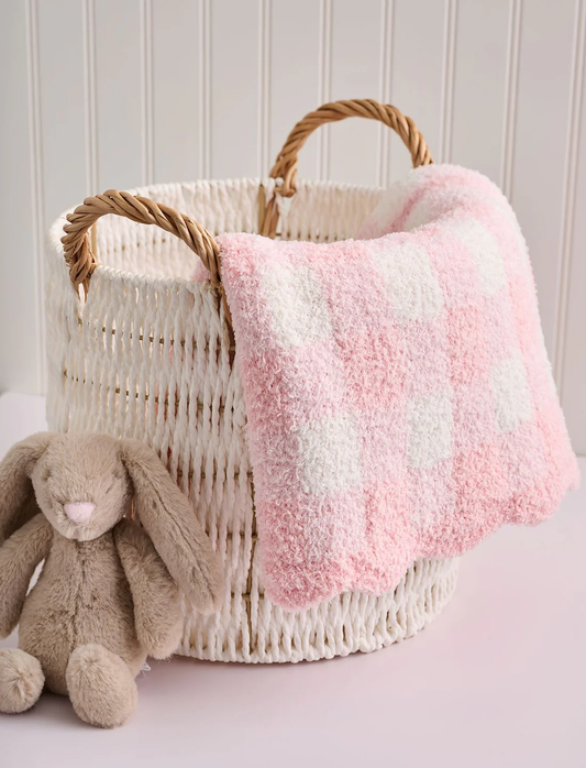 Pink Gingham Chenille Blanket