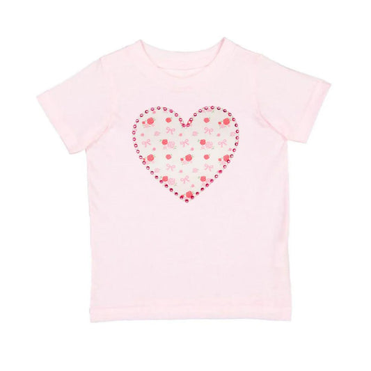 Dainty Rose Pearl Heart Patch T-Shirt