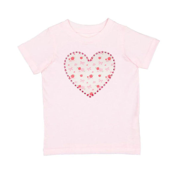 Dainty Rose Pearl Heart Patch T-Shirt