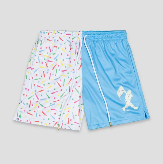 Batter Up Bakery Confetti Cupcake Diamond Air Mesh Shorts | Light Blue