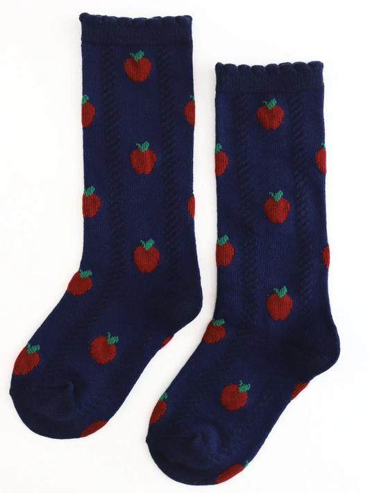 Apple Scalloped Knee Socks