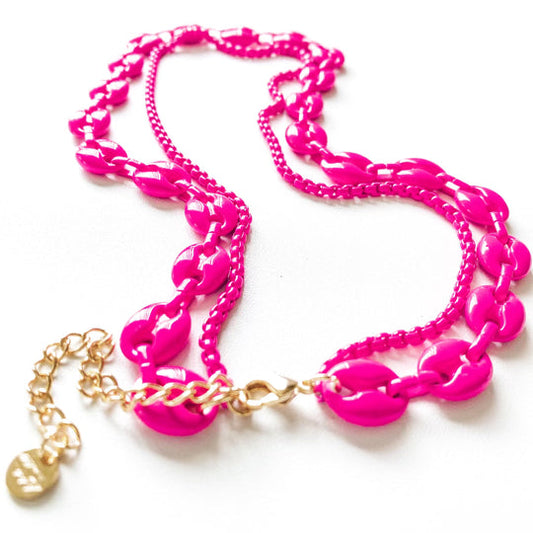 Double G Necklace | Hot Pink