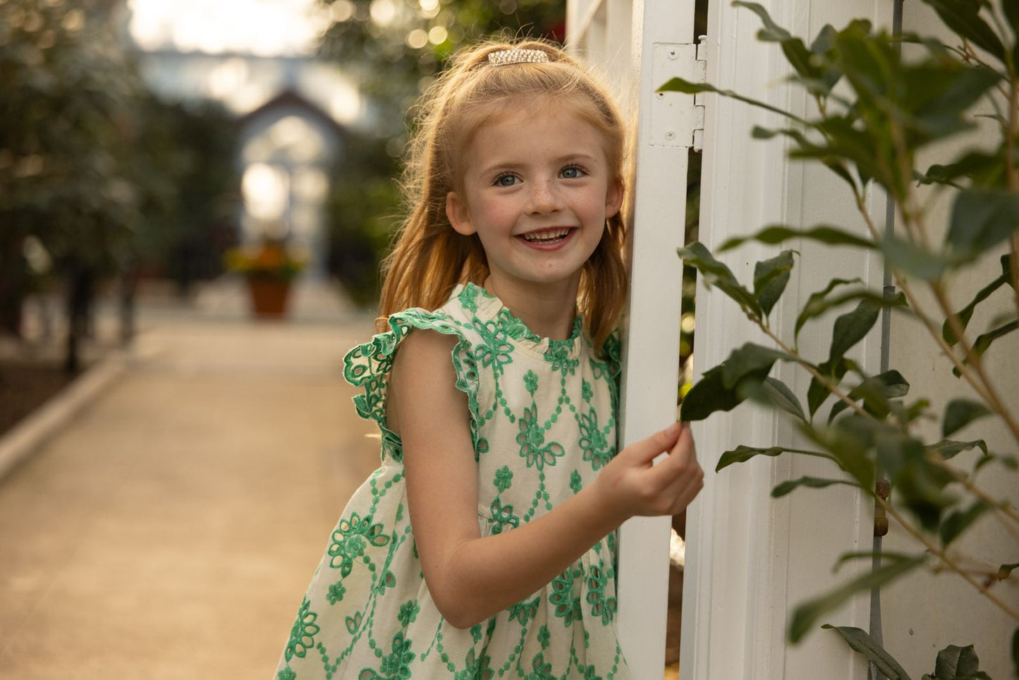 Girls Cynthia Dress | Kelly Green Eyelet