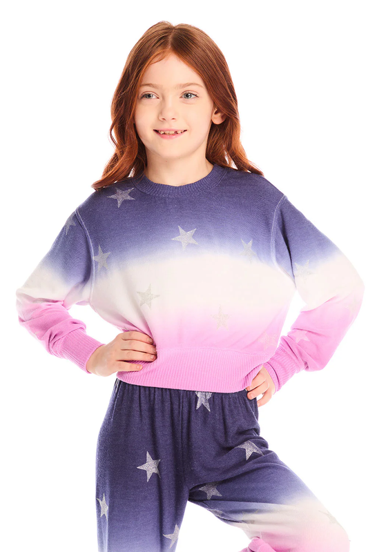 Glitter Stars Ombre Tie Dye Long Sleeve