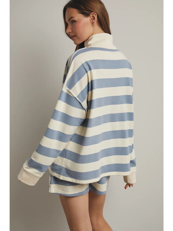 Striped Knit Top and Shorts Set | Cloud & Cream