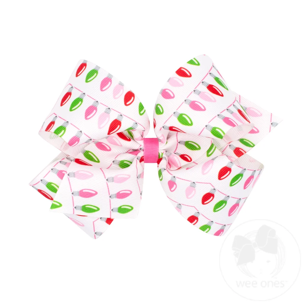 King Bow | Pink Christmas Prints Hair