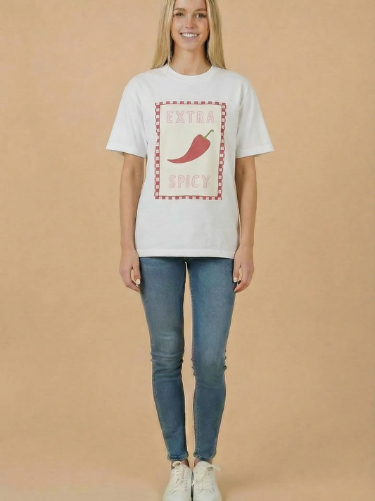 Extra Spicy Chili Pepper Checkerboard Graphic Tee