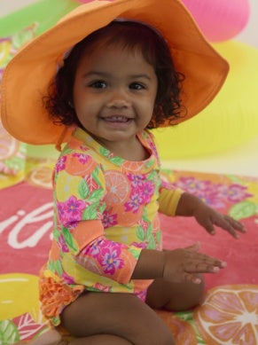 Long Sleeve One Piece Rash Guard Swimsuit | Neon Squeeze The Day