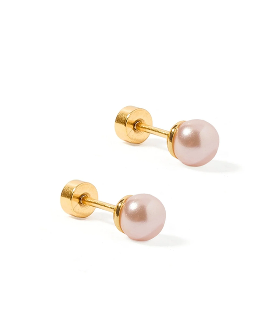 Screwback Stud Earrings| Payton Pearl Pink 5mm