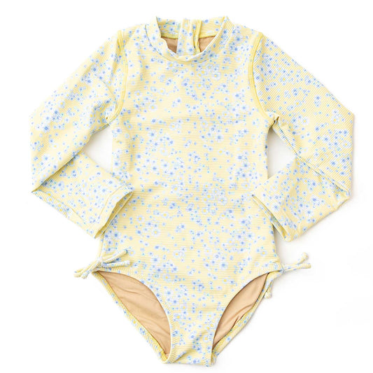 Ribbed Long Sleeve One Piece Girls Swimsuit | Butter Blooms