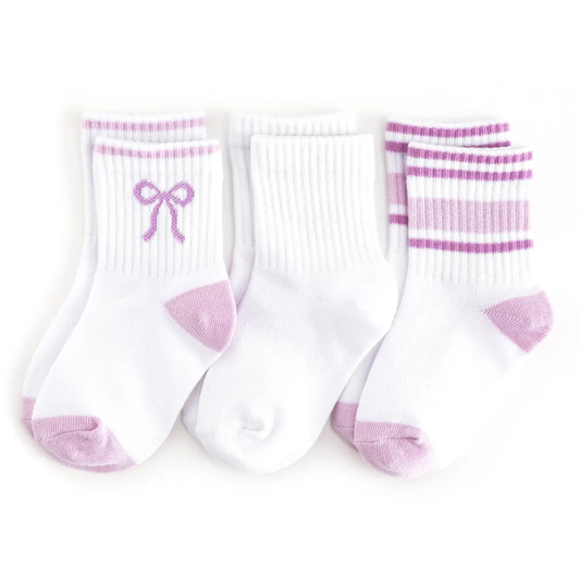 Crew Socks 3-Pack | White & Purple