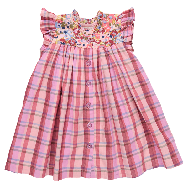 Girls Kaylee Dress | Burgundy Madras Plaid