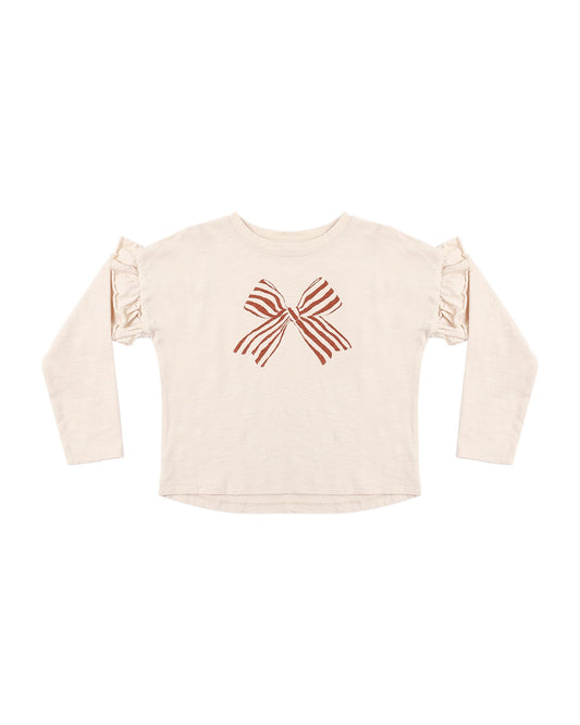 RUFFLE LONG SLEEVE TEE || BOW