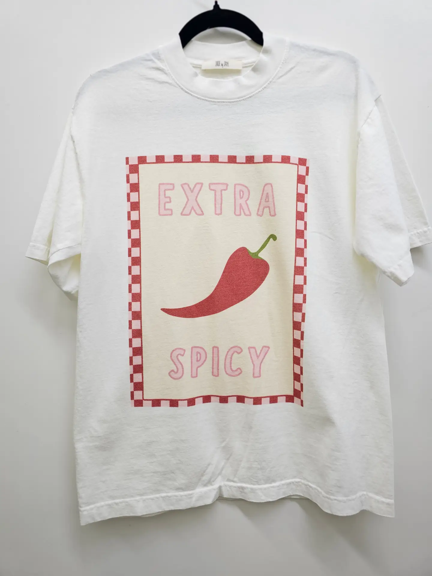 Extra Spicy Chili Pepper Checkerboard Graphic Tee