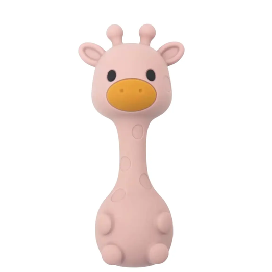 All Silicone Giraffe Rattle | Misty Rose