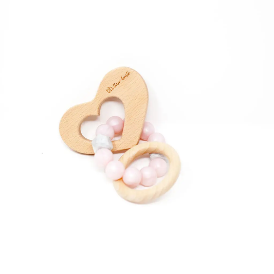 Heart Teething Rattle | Pink Pearl