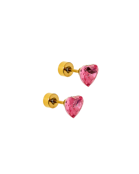 Screwback Stud Earrings | Hot Pink Candy Heart