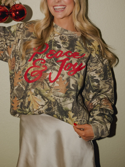 Peace & Joy Holiday Christmas | Camo Sweatshirt