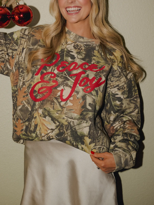 Peace & Joy Holiday Christmas | Camo Sweatshirt