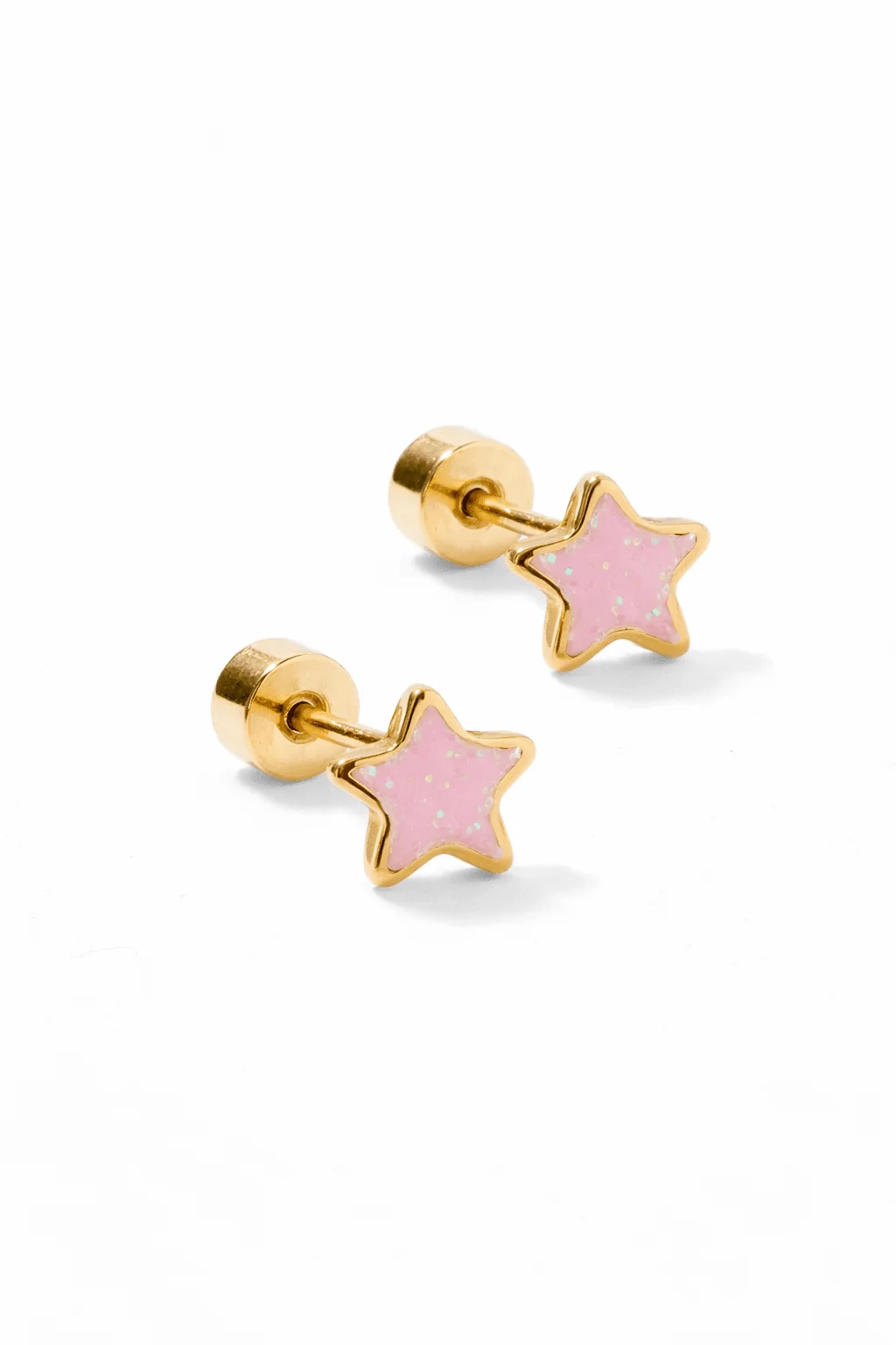 Screwback Stud Earrings - Nora Star Pink