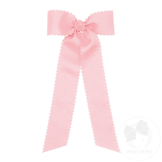 Medium Grosgrain Bowtie with Scalloped Edge | Light Pink