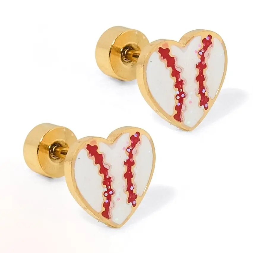 Screwback Stud Earrings | Baseball Gold